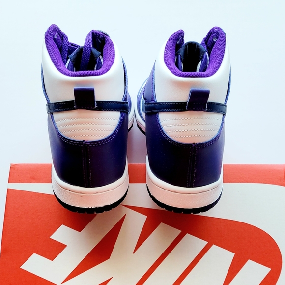 Nike Dunk Hi White Electro Purple Midnight Navy Youth 6.5 Women's 8 - Picture 4 of 6